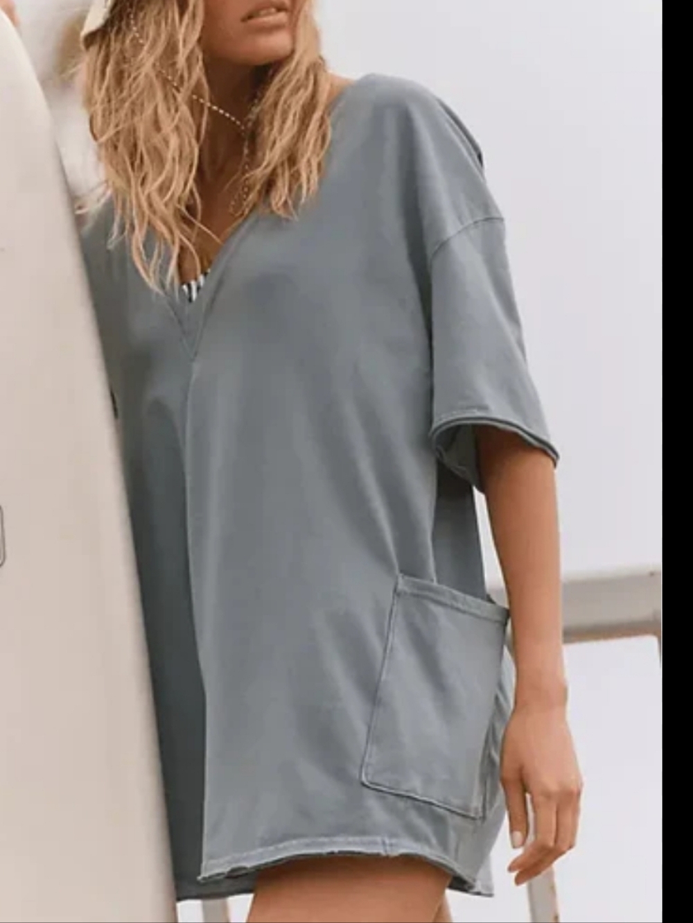 NWT Free People Movement Hot Shot Tee Romper XL One Piece Summer Storm Pale Blue